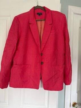 J. Crew Coral Notch-Lapel Linen Blazer